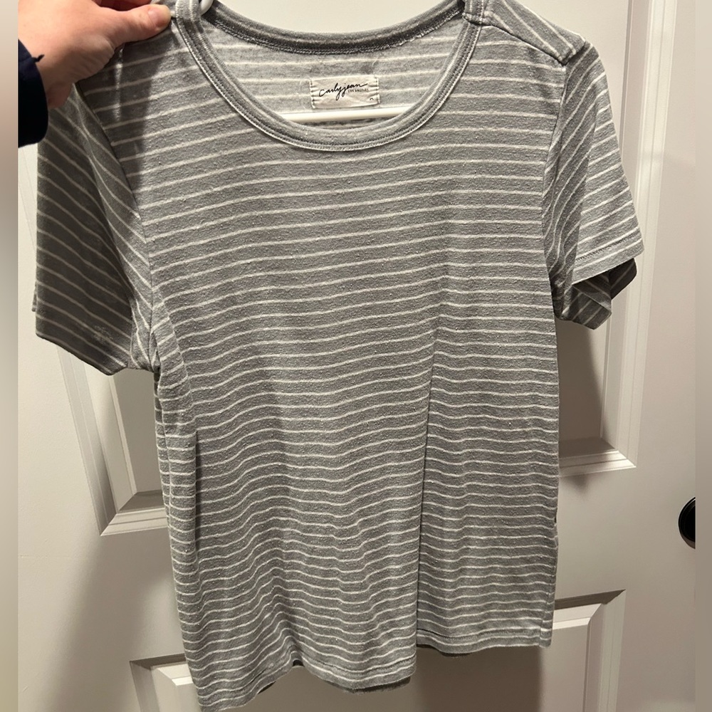 Casual CottonGray Stripe Women’s Tee by CJLA